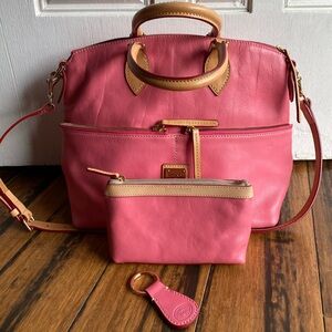 Dooney & Bourke Dillen Satchel Double Pocket Bubble Gum Pink with tag & pouch